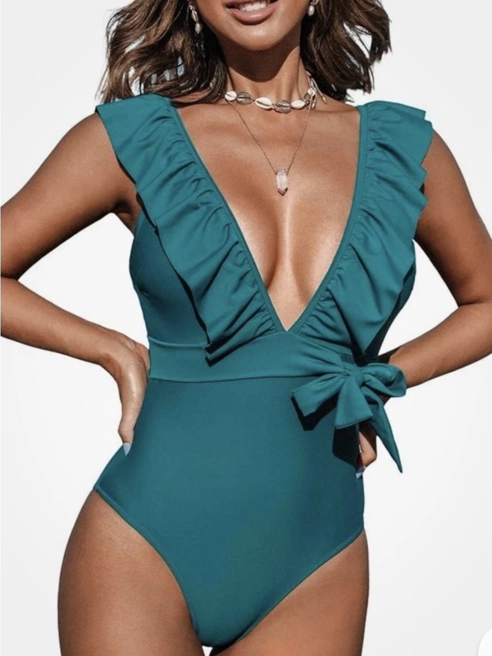 Cupshe Teal Blue One Piece Swimsuit size Medium